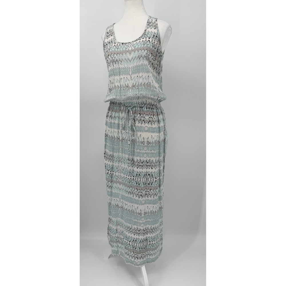Karen Kane Womens Mint Green Chevron Zig Zag Drawstring Waist Maxi Dress Size M